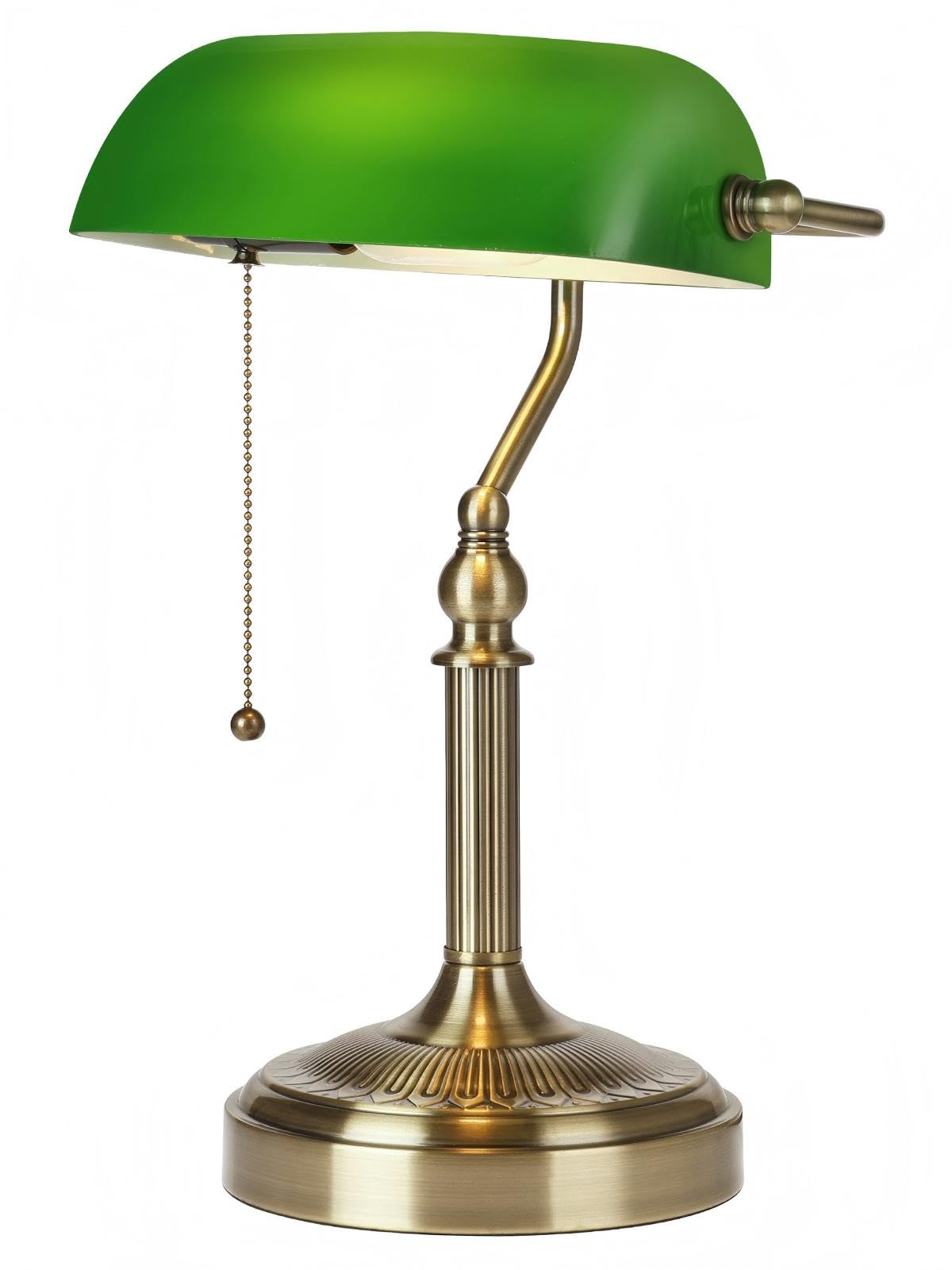 Newrays Glass Bankers Desk Lamp with pull chain for easy on/off lighting