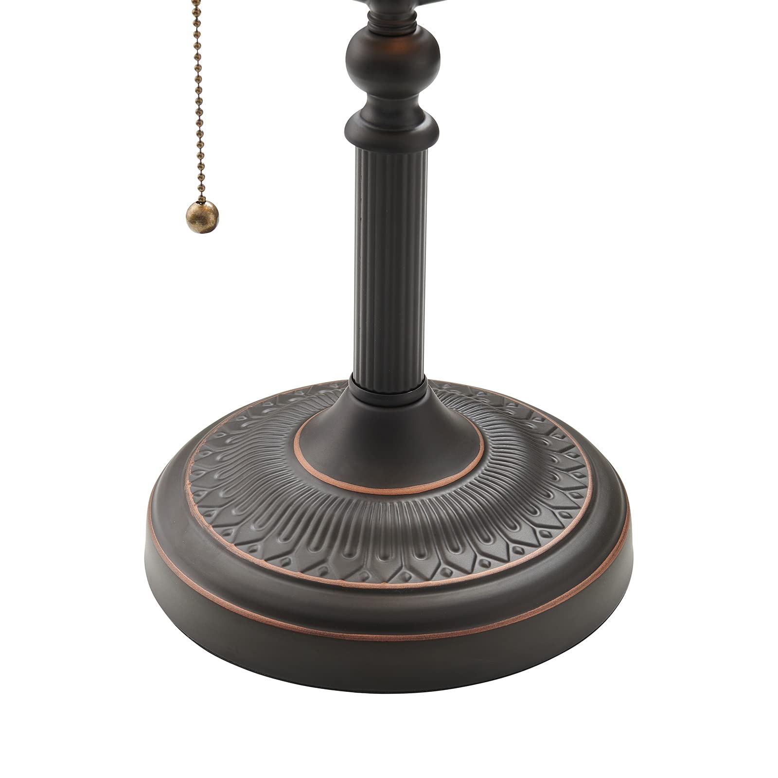 Newrays matted orange glass bankers lamp with pull chain adds vintage charm.