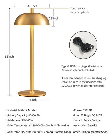 NEWSEE gold-finish metal base lamp adds a premium look.