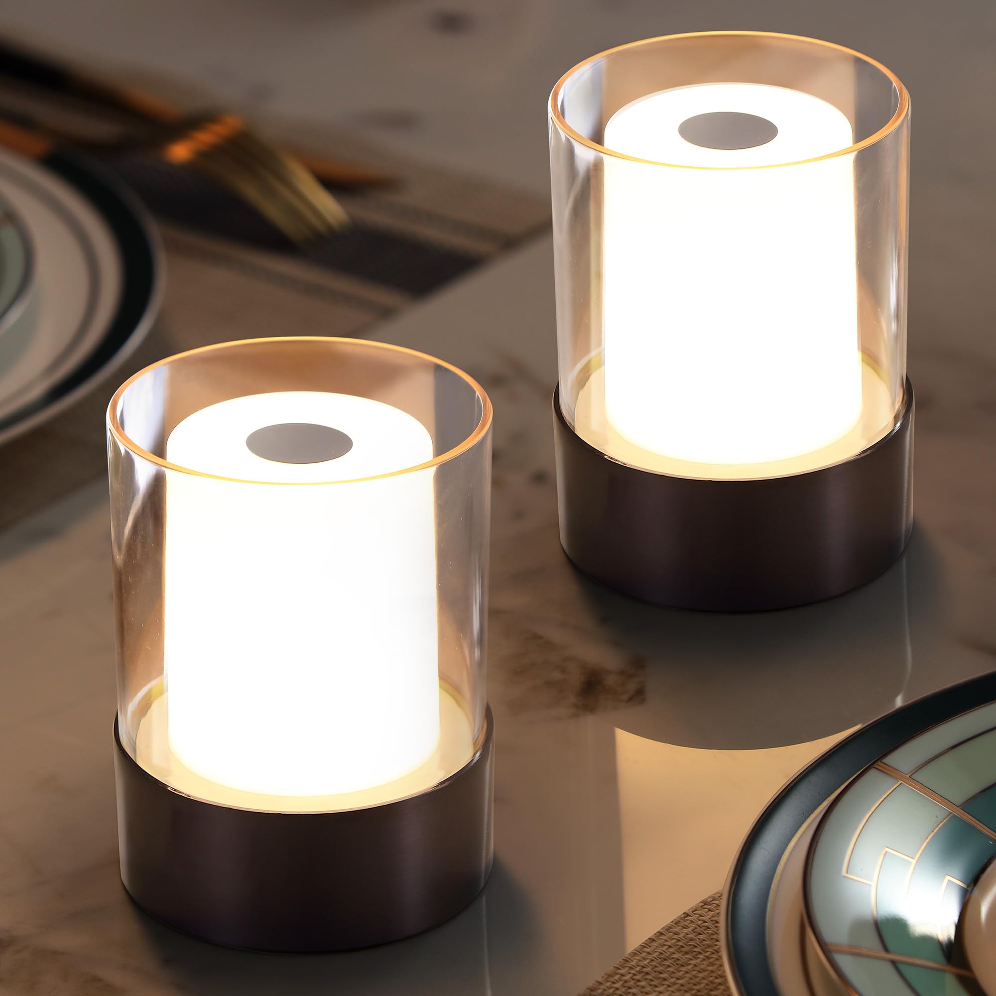 NEWSEE LED 4-Inch mini lamp on table provides subtle ambient glow for meals