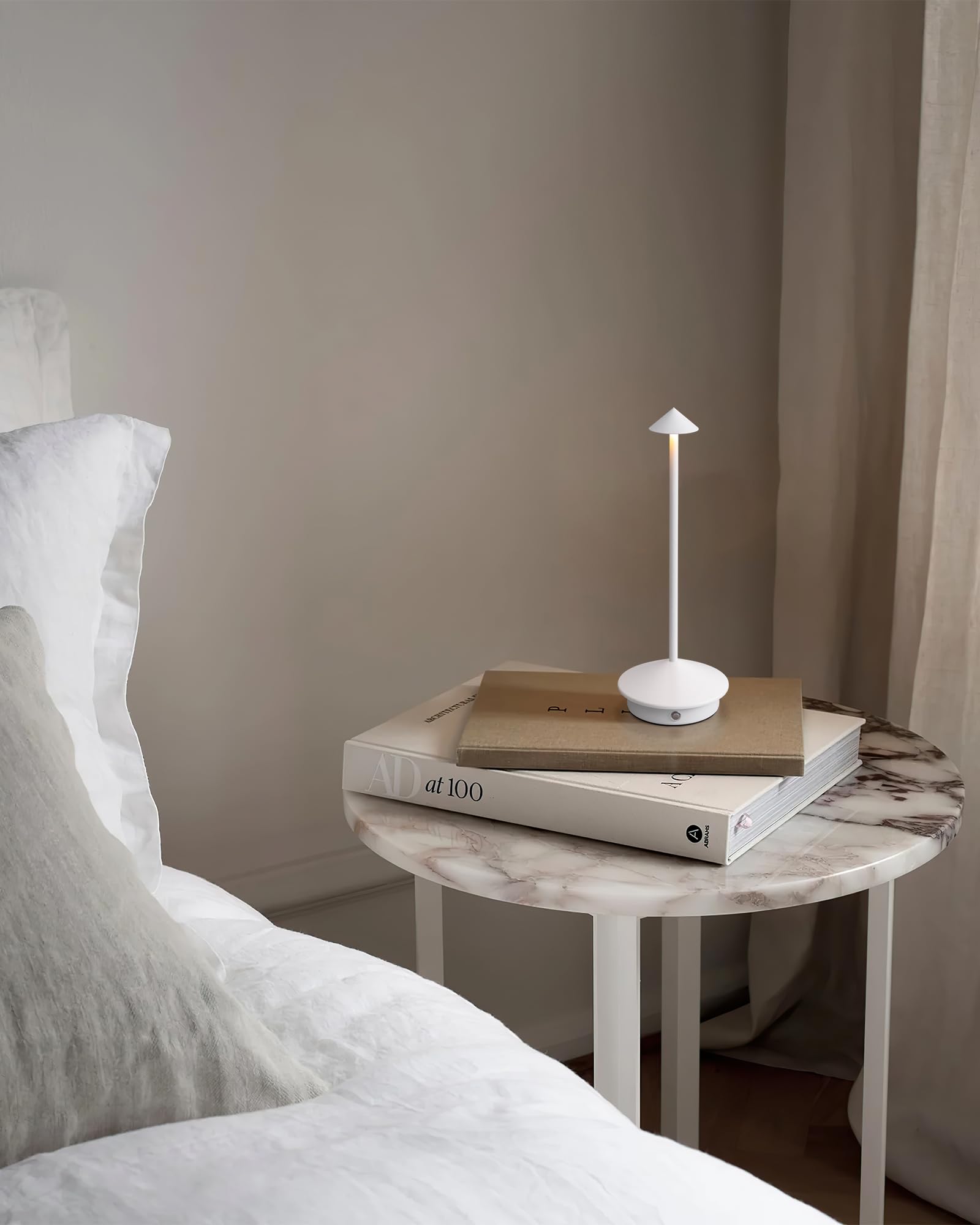 NEWSEE silver finish lamp showcasing compact modern desk lighting