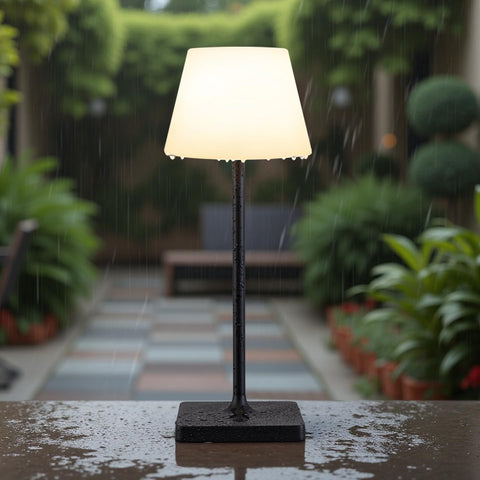 NEWSEE outdoor cordless lamp outdoors, waterproof design ideal for wet environments.
