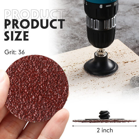 Newwiee roll-lock disc mounted on a drill for quick changes and stable grinding.