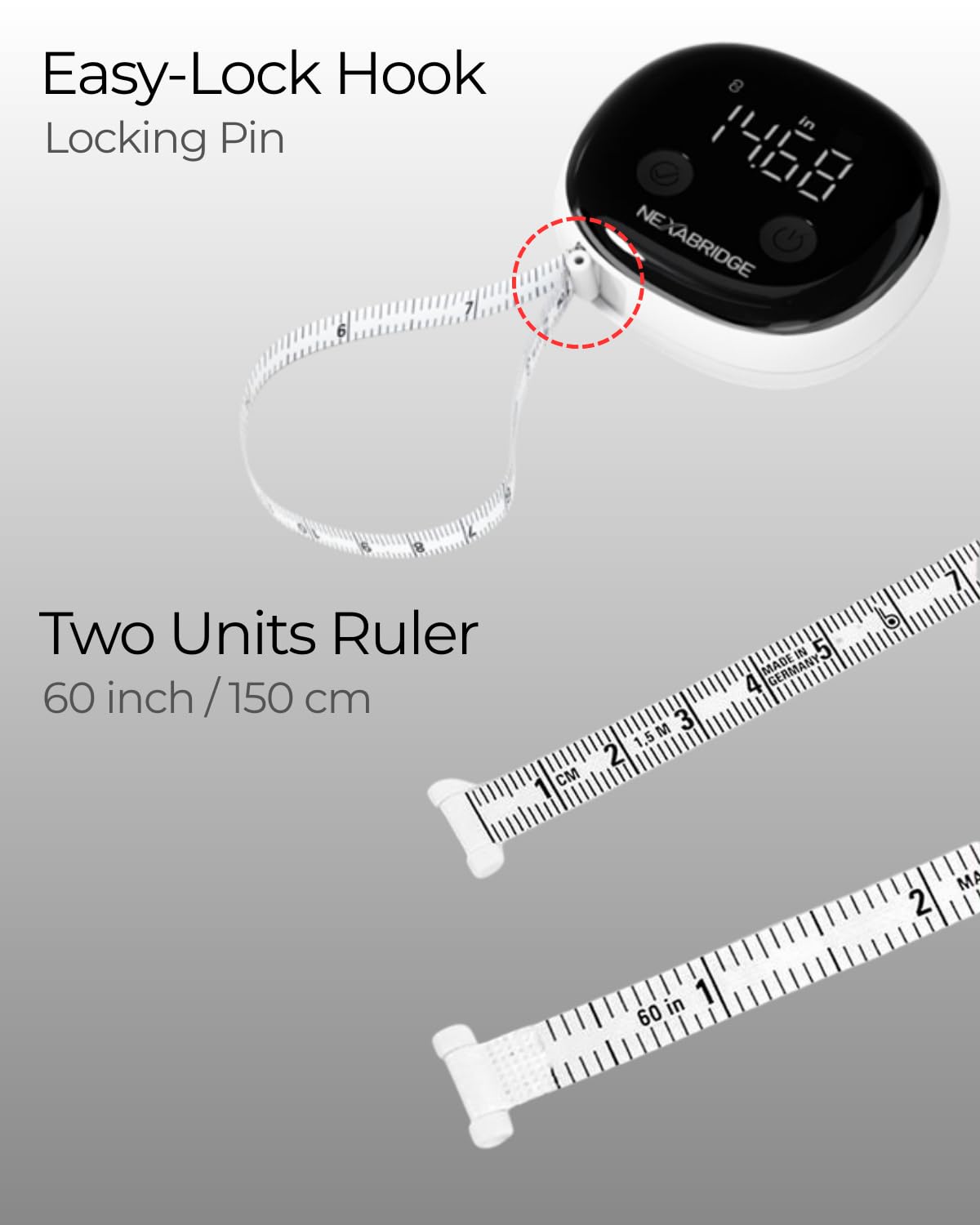 NEXABRIDGE compact design fits in a gym bag for on-the-go measuring.