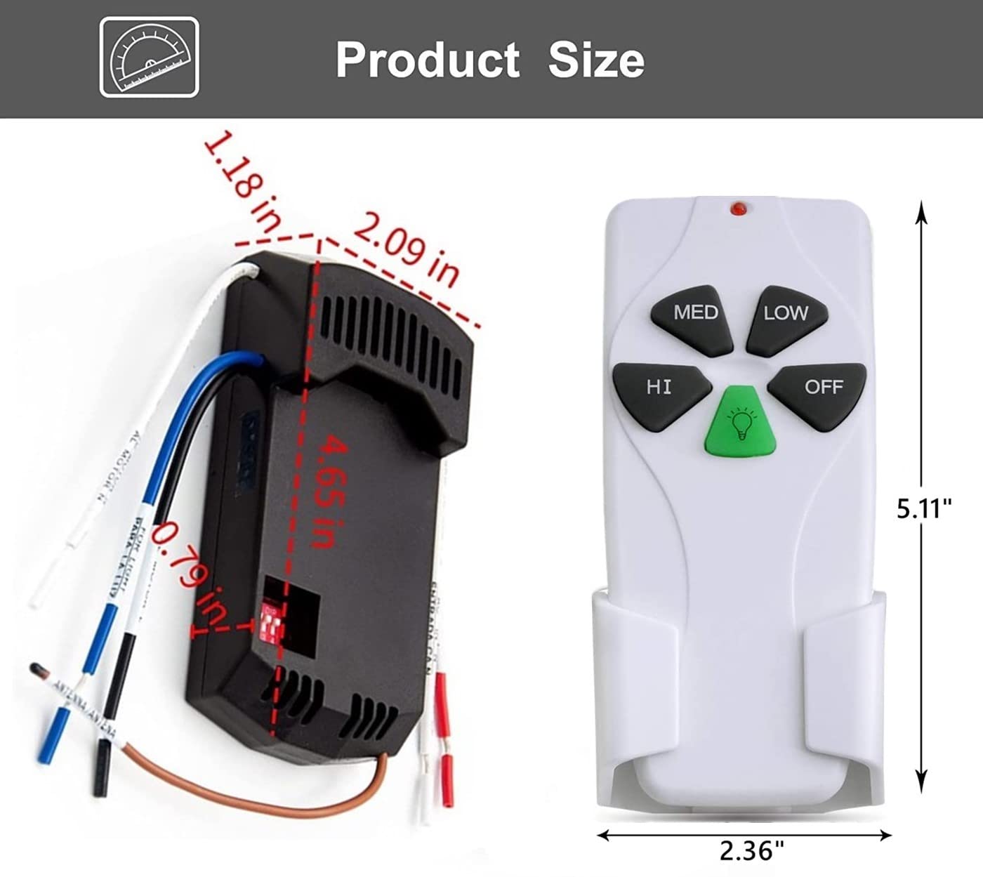 Nexete 53T kit includes remote, receiver, and wall bracket for installation.