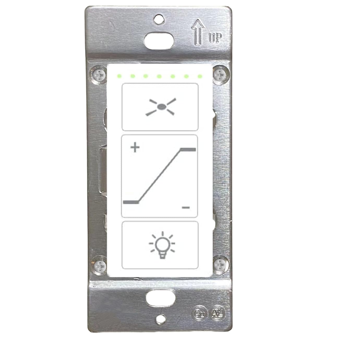 Nexete 2-in-1 ceiling fan control and dimmer switch front view for convenient room comfort.