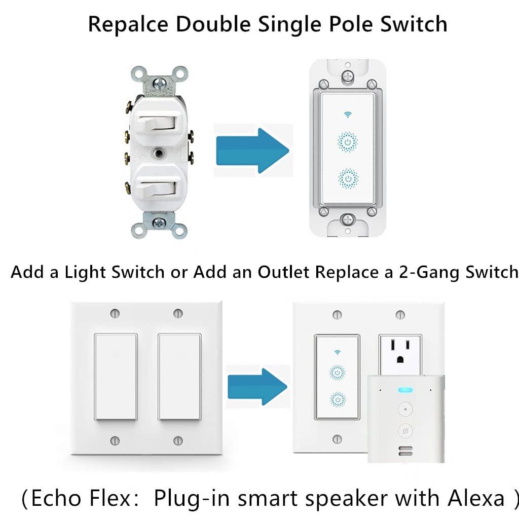 Nexete two-gang switch enabling independent light and fan control.
