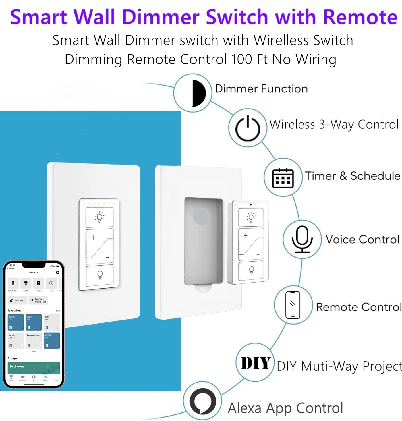 Nexete dimming feature enabling adjustable brightness to set the mood.