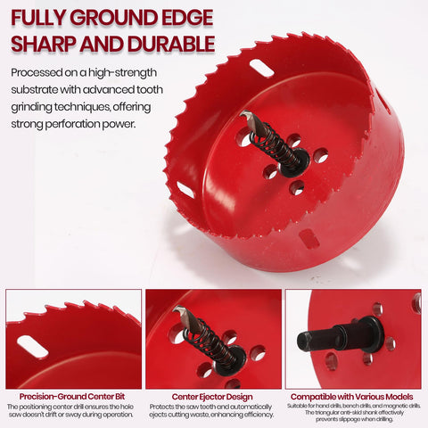 Nexigins hole saw arbor ensures secure attachment and quick changes.