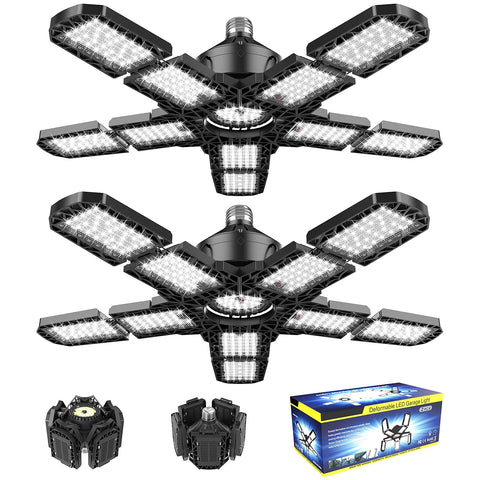 Nexillumi 2-pack LED garage lights deliver 36,000 lumens for bright, even coverage.