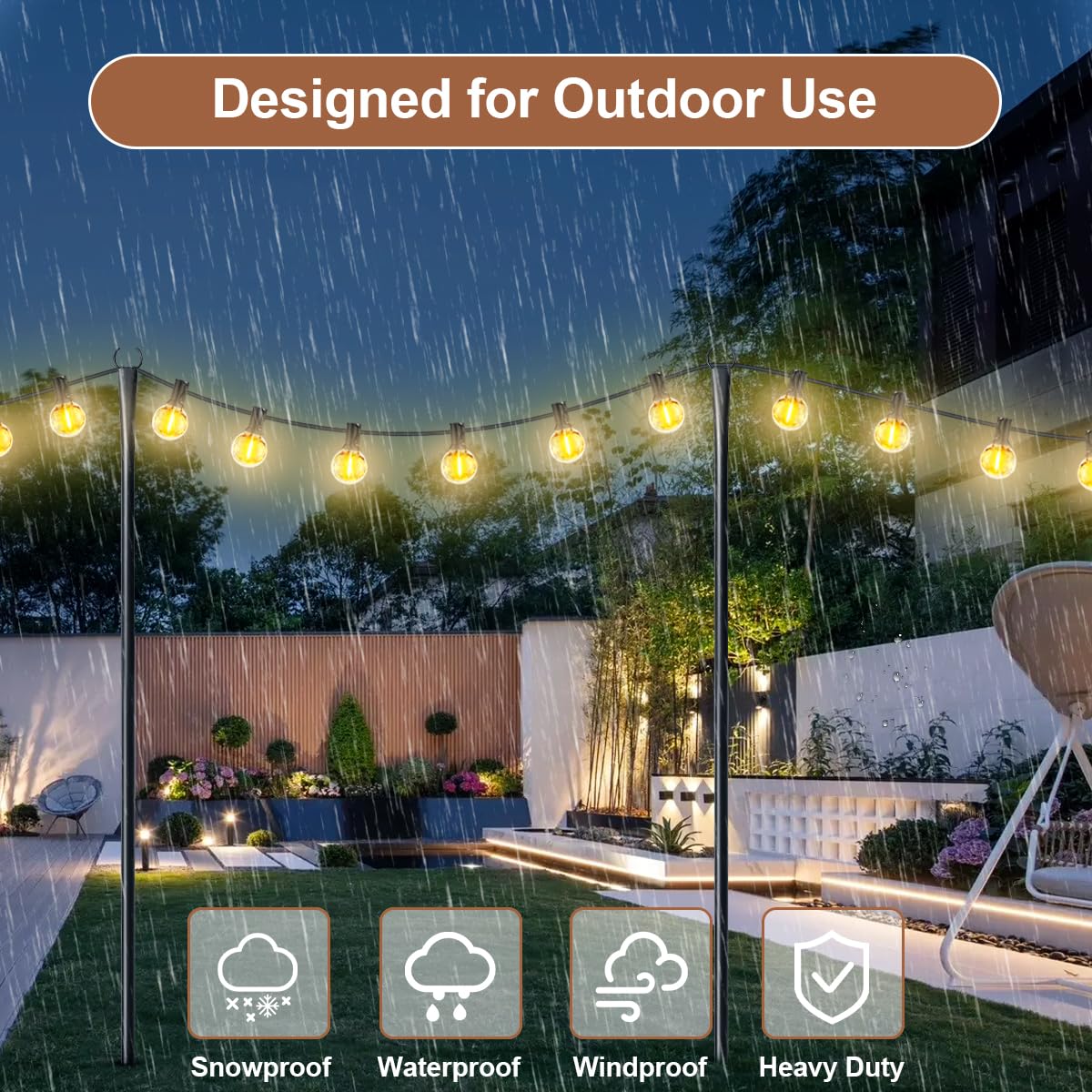 Nexillumi buckles and screws simplify secure mounting on fences or decks.