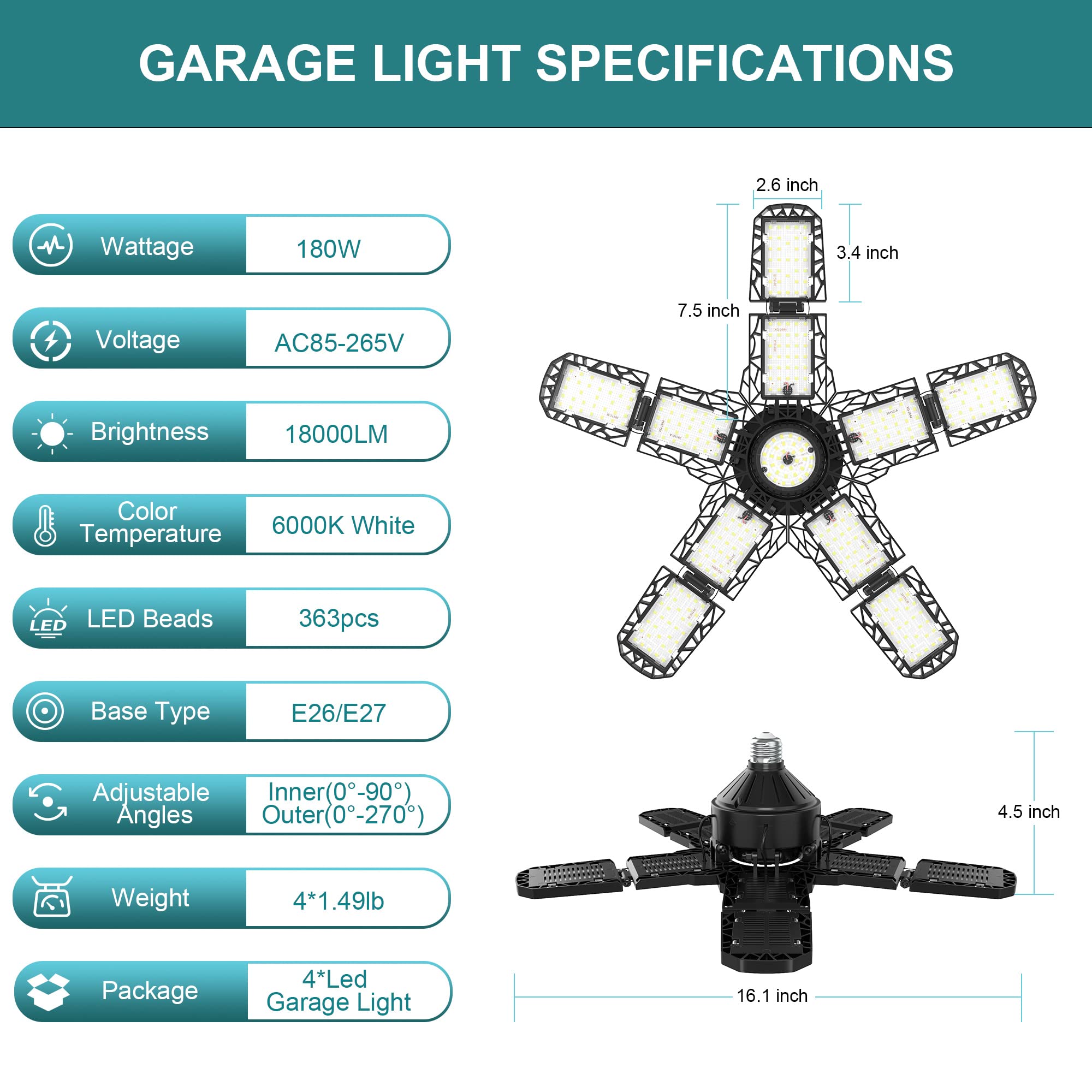 Nexillumi wide coverage lighting ideal for garages and basements