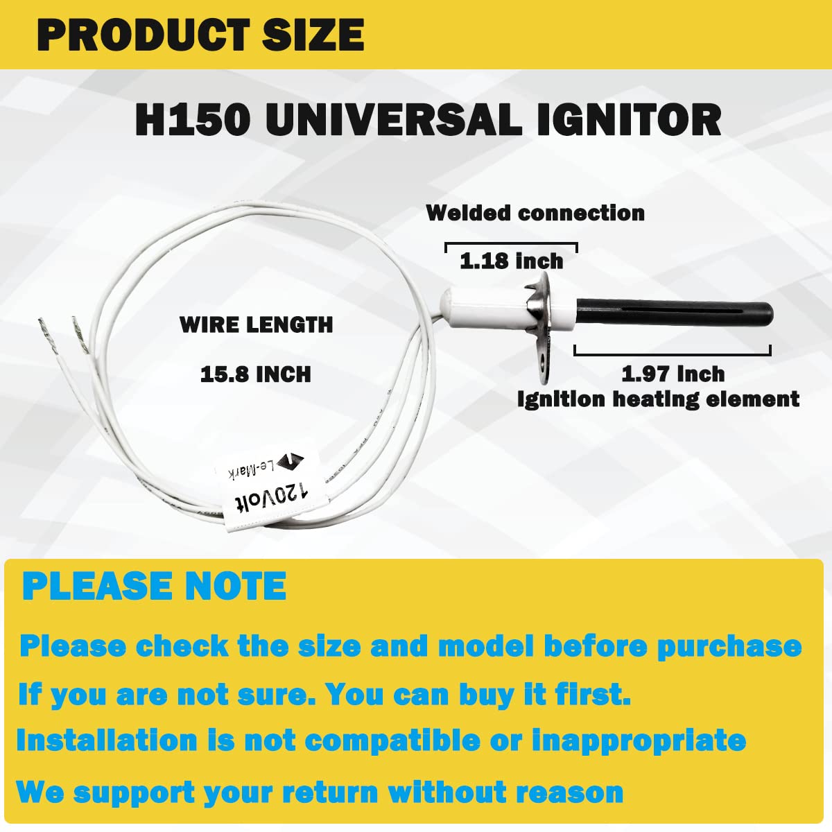 Nexjy H150 ignition area shown large for reliable sparks and quick light-off.