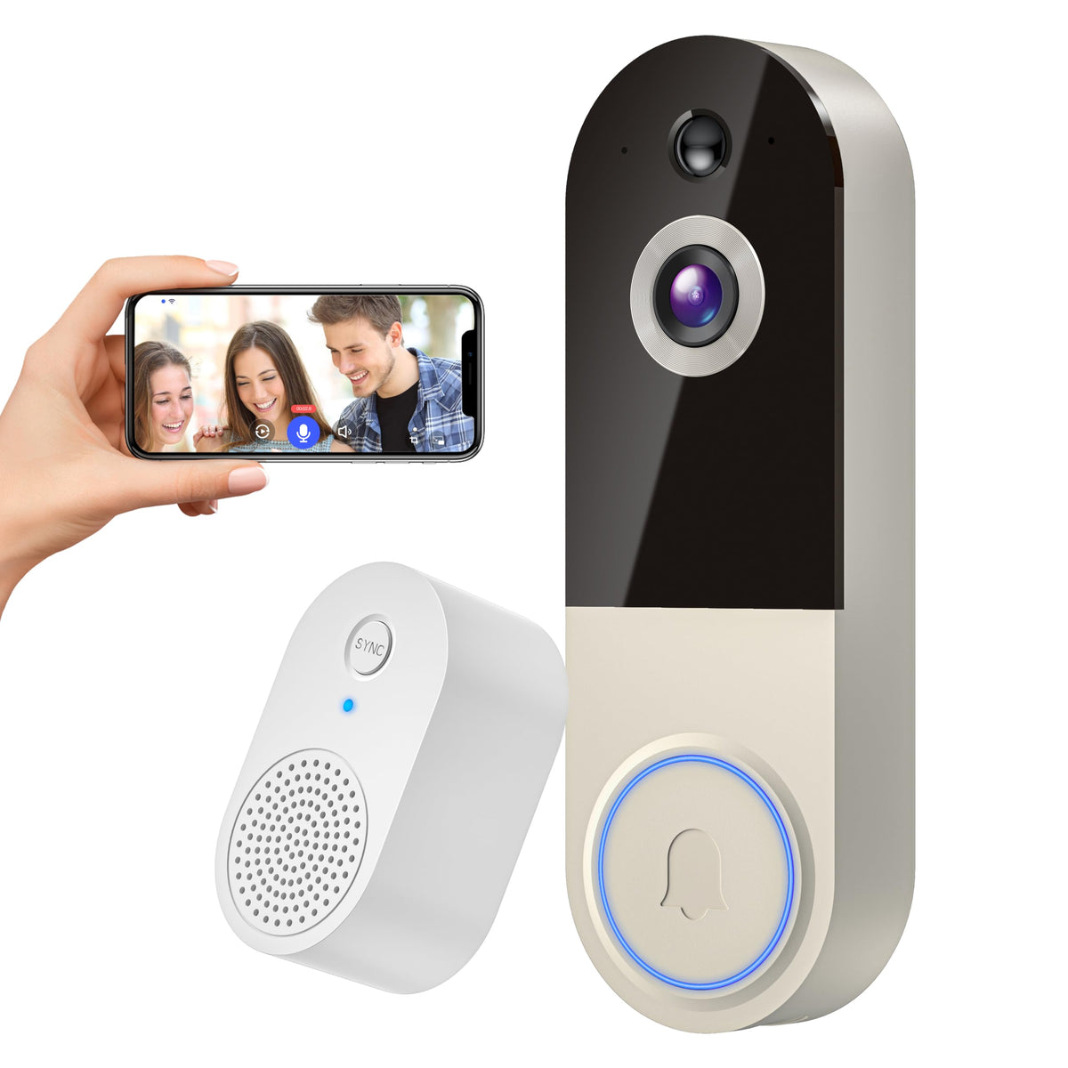 NexoSora 1080p doorbell front view for clear daytime footage