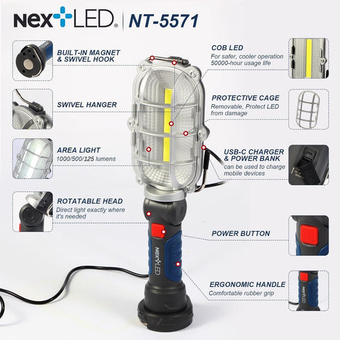 NextLED NT-5571 rotating head enables precise light angles.