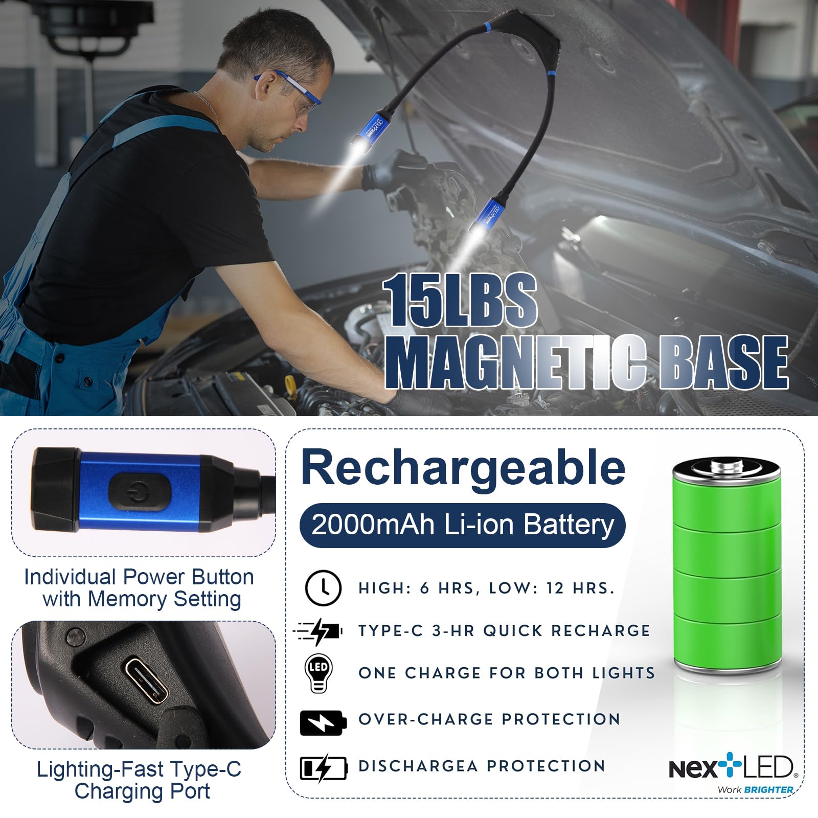 NextLED NT-6633 flexible gooseneck allows precise light positioning