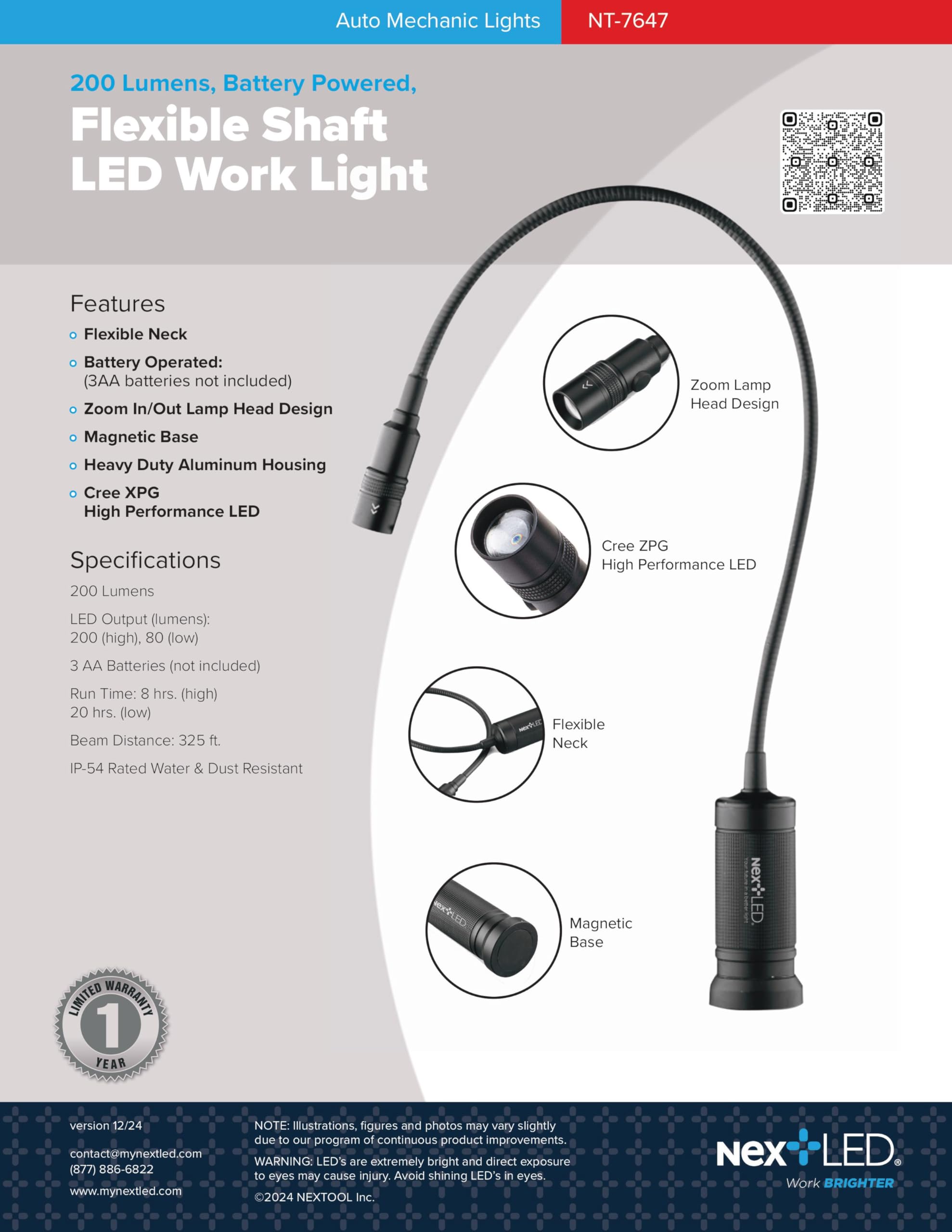 NextLED NT-7647 zoomable lens provides focused illumination for precise repairs