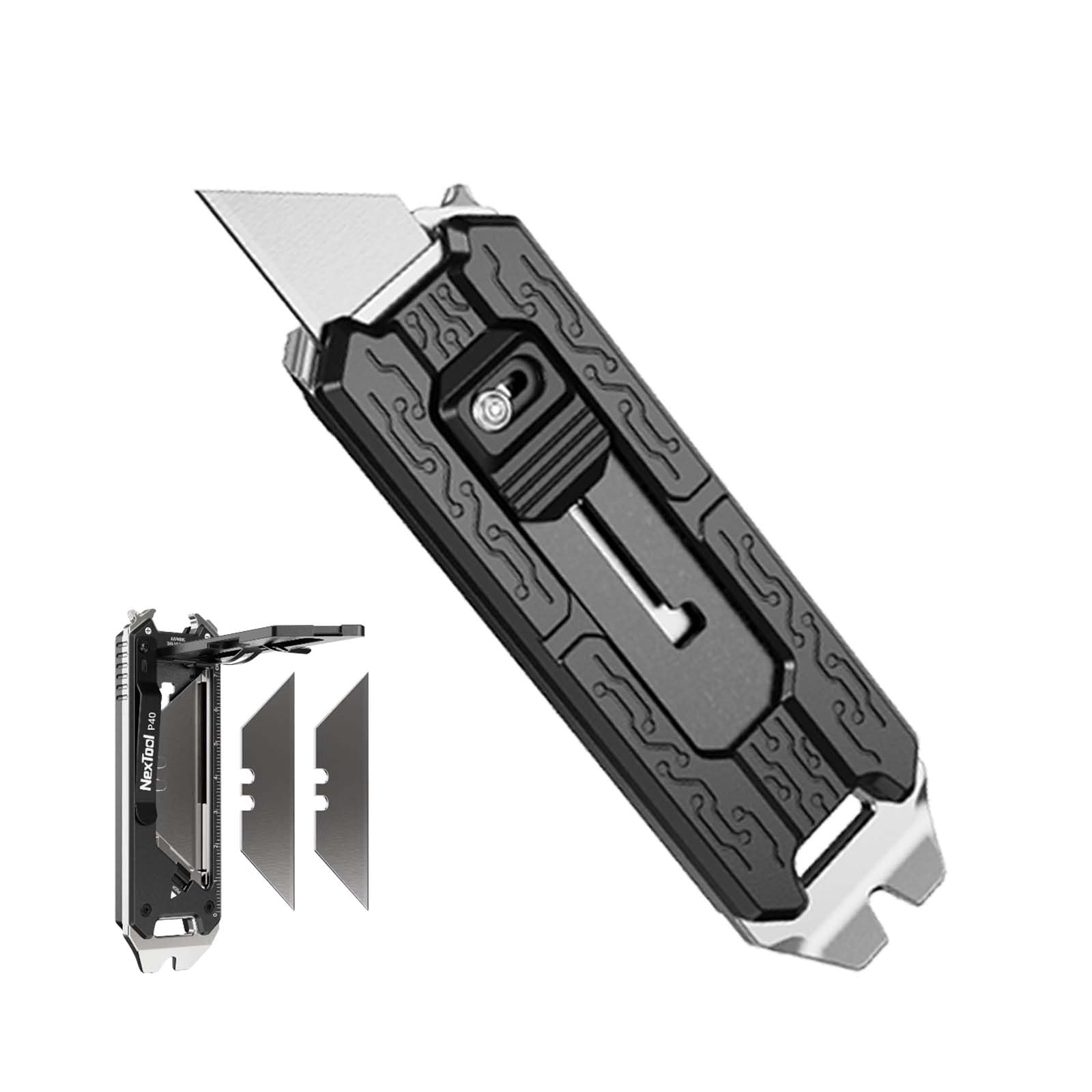 NexTool E20 box knife in hand for fast, clean cuts on the go.