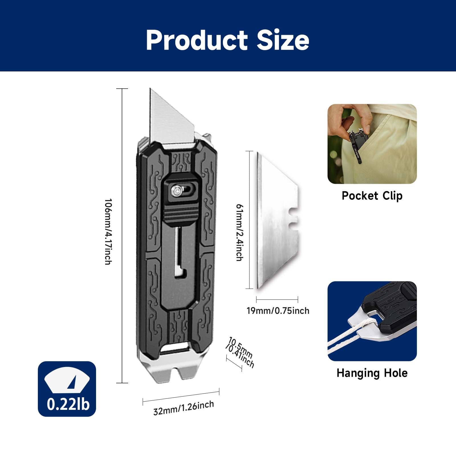 NexTool E20 compact pocket clip keeps the tool within reach.