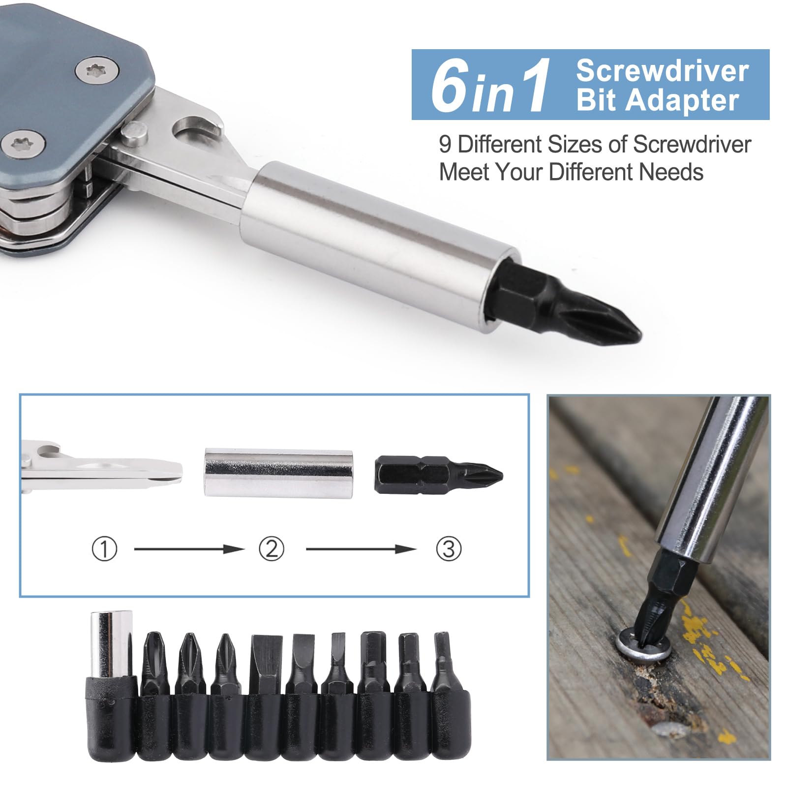 NexTool EDC with Phillips screwdriver for on-site screw adjustments