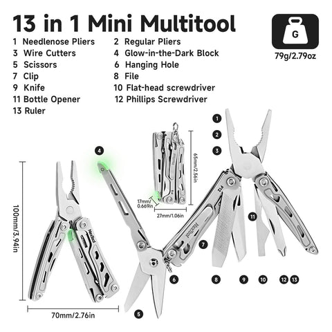 NexTool F12 mini multitool safety lock keeps blades secure during use