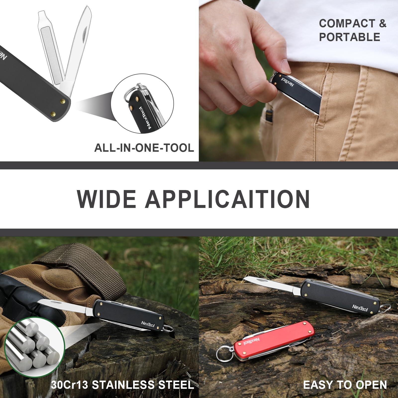NexTool aluminum body, durable lightweight construction for travel