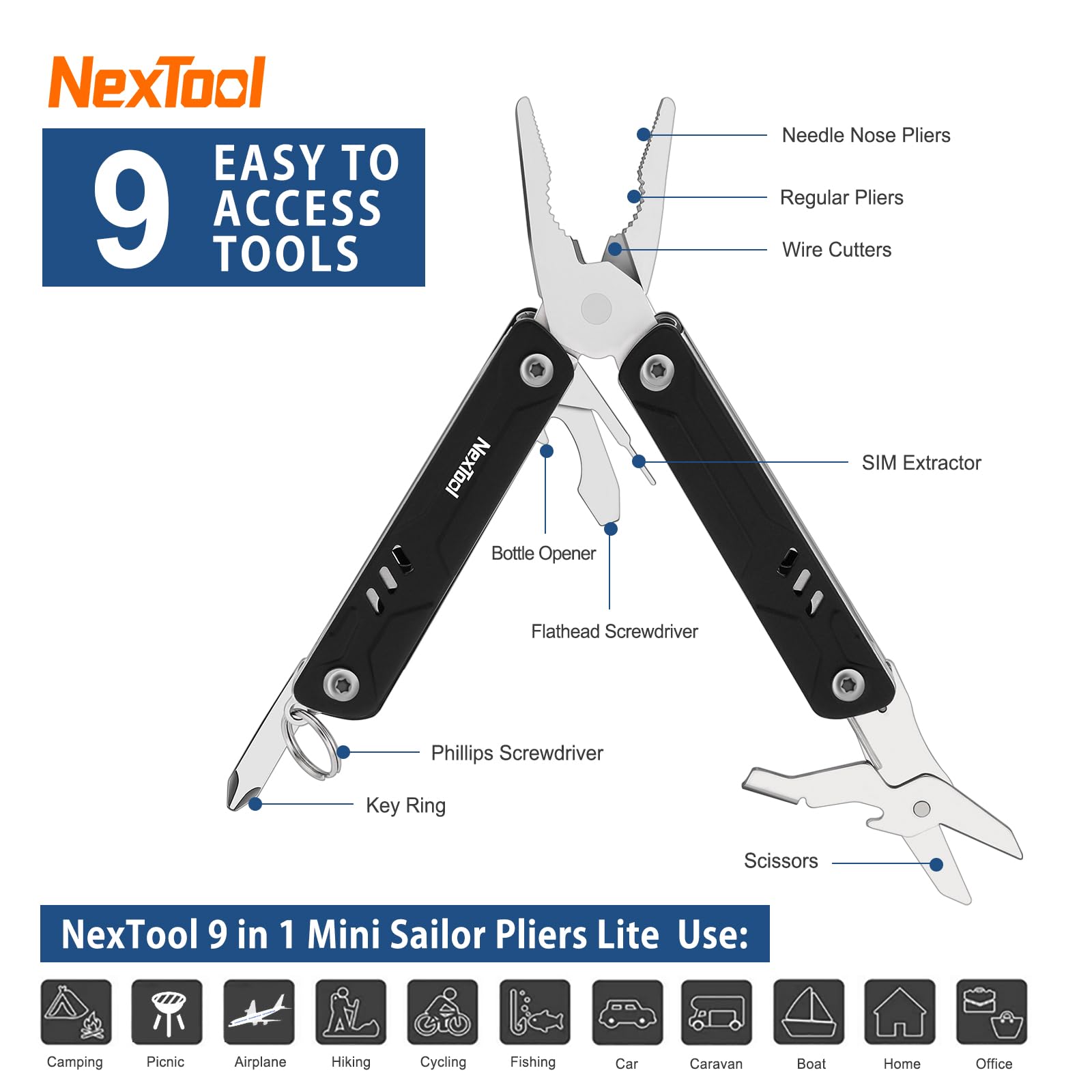 NexTool Mini Multitool Phillips screwdriver for small screws.
