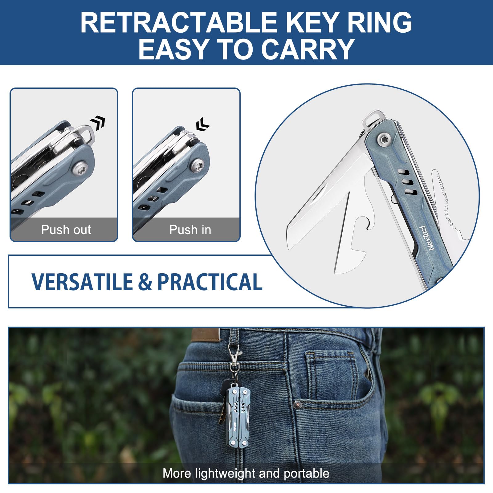NexTool Mini Sailor S11 pocket knife made with 5Cr15MoV steel for quick cuts.