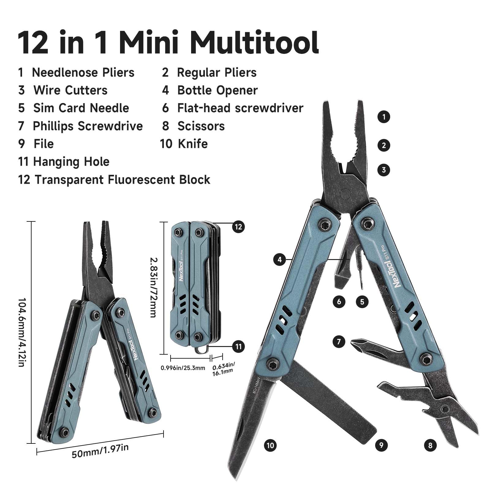 NexTool Mini Sailor S11 Pro knife edge for clean cuts on the go.