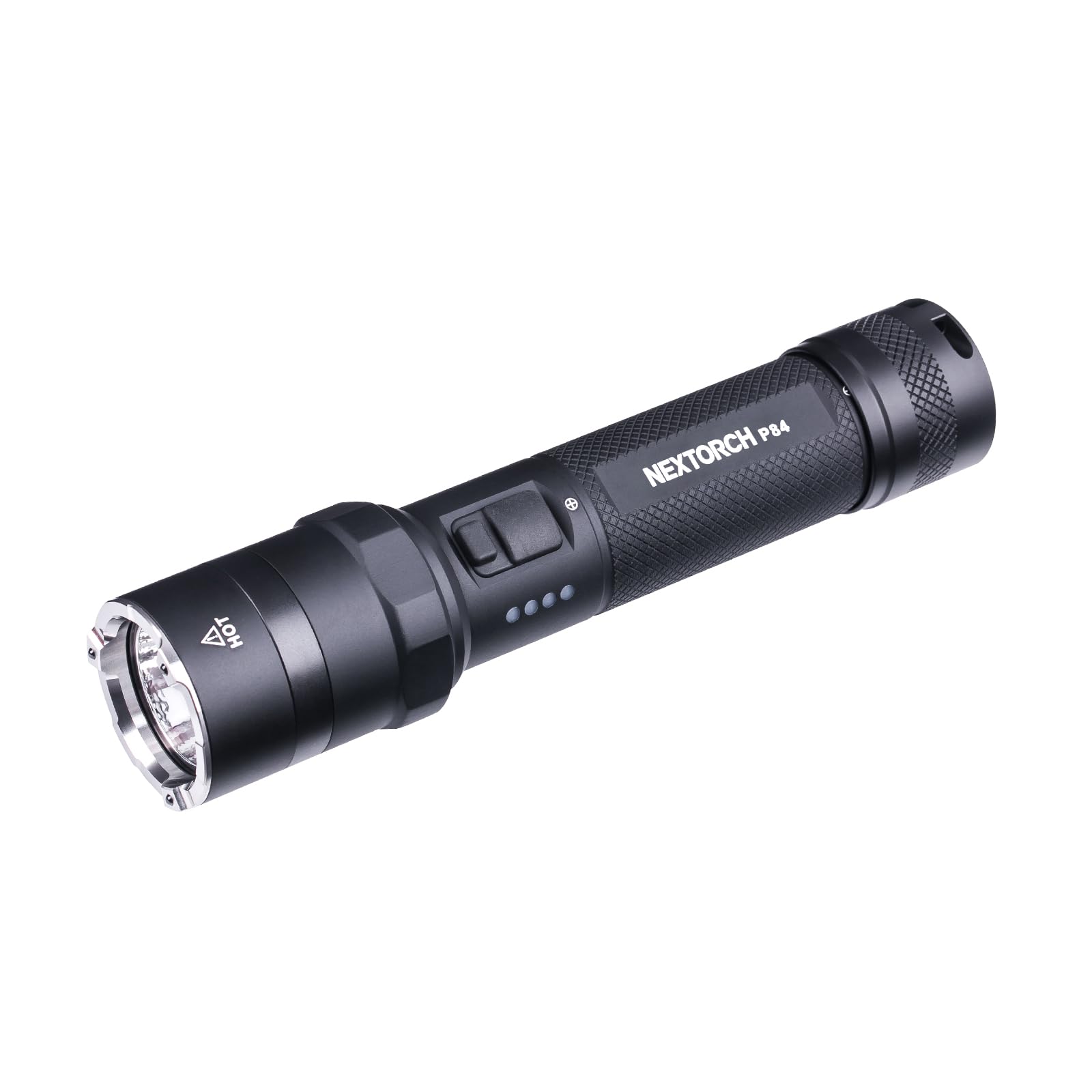 NEXTORCH P84 LED police flashlight beam 370m for long-range patrol visibility.
