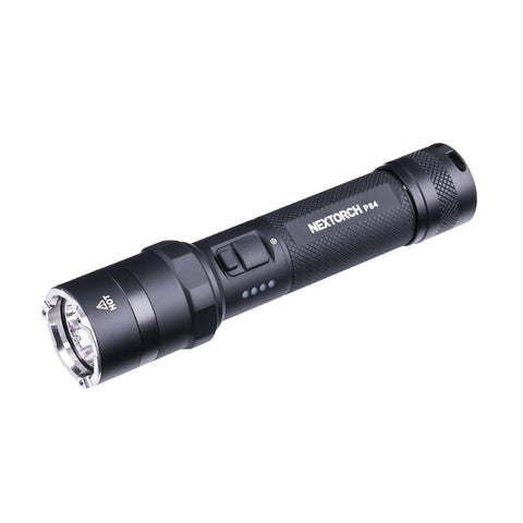 NEXTORCH P84 LED police flashlight beam 370m for long-range patrol visibility.