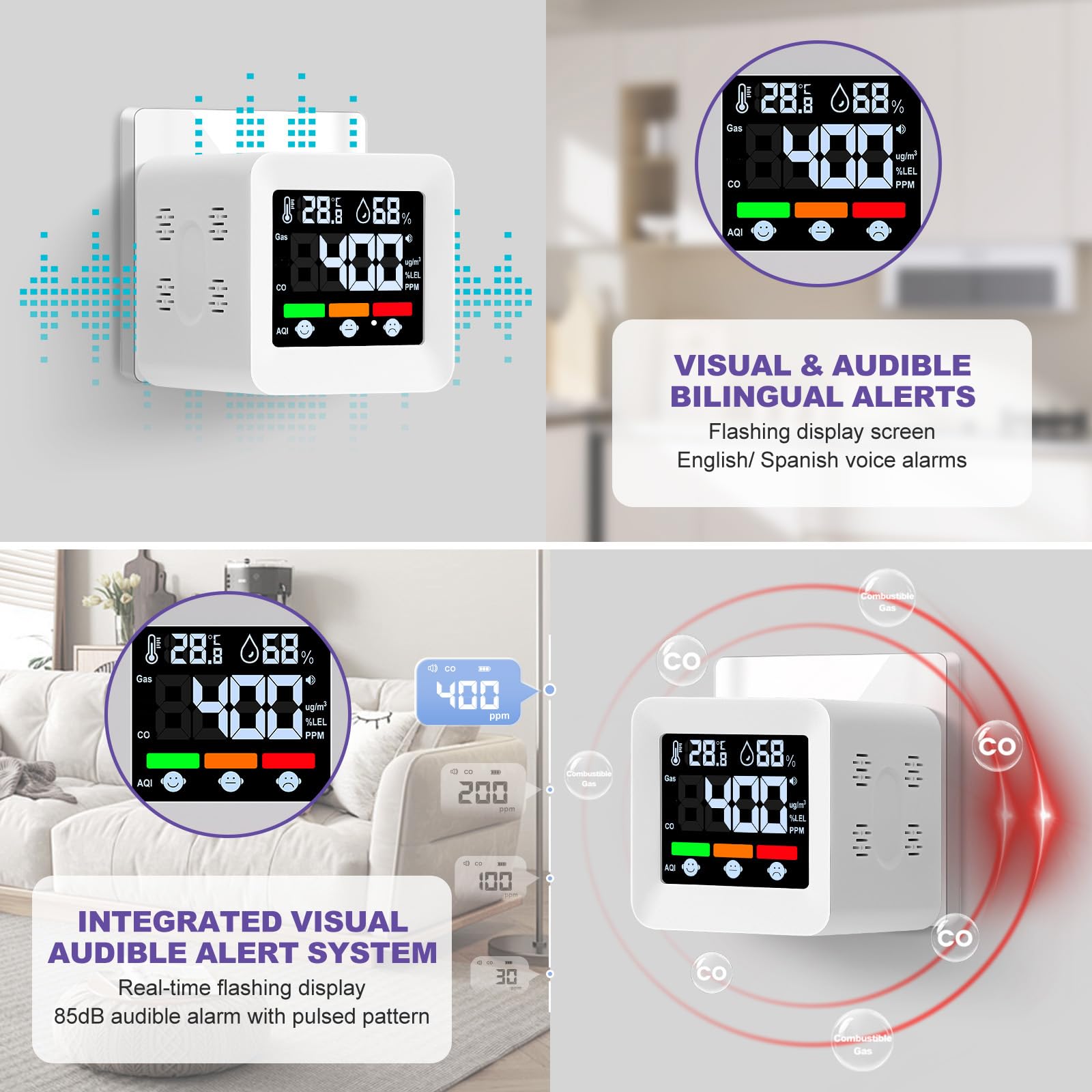 Nexus Sensus detector displays digital temperature and humidity at a glance.
