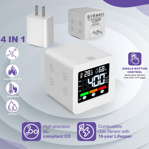 Nexus Sensus red alarm activates for urgent gas or CO danger.