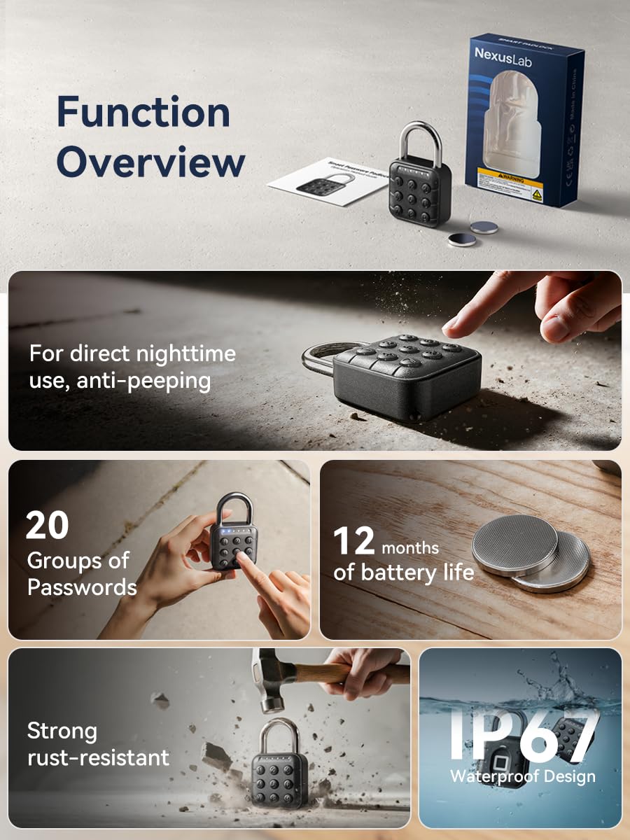 NexusLab digital padlock keypad-entry enables quick, keyless access.