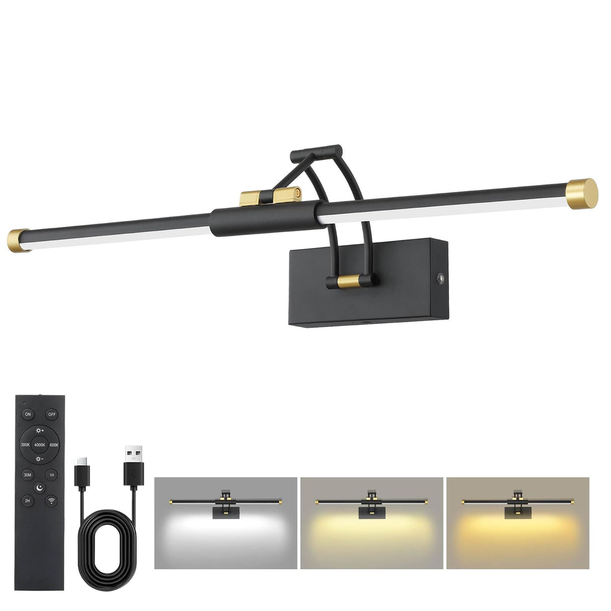 Neymlya 24-inch picture light wall mount highlights artwork with even beam.