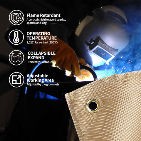 NEZUIBAN welding blanket edge with hemming and buckles ensures secure setup.