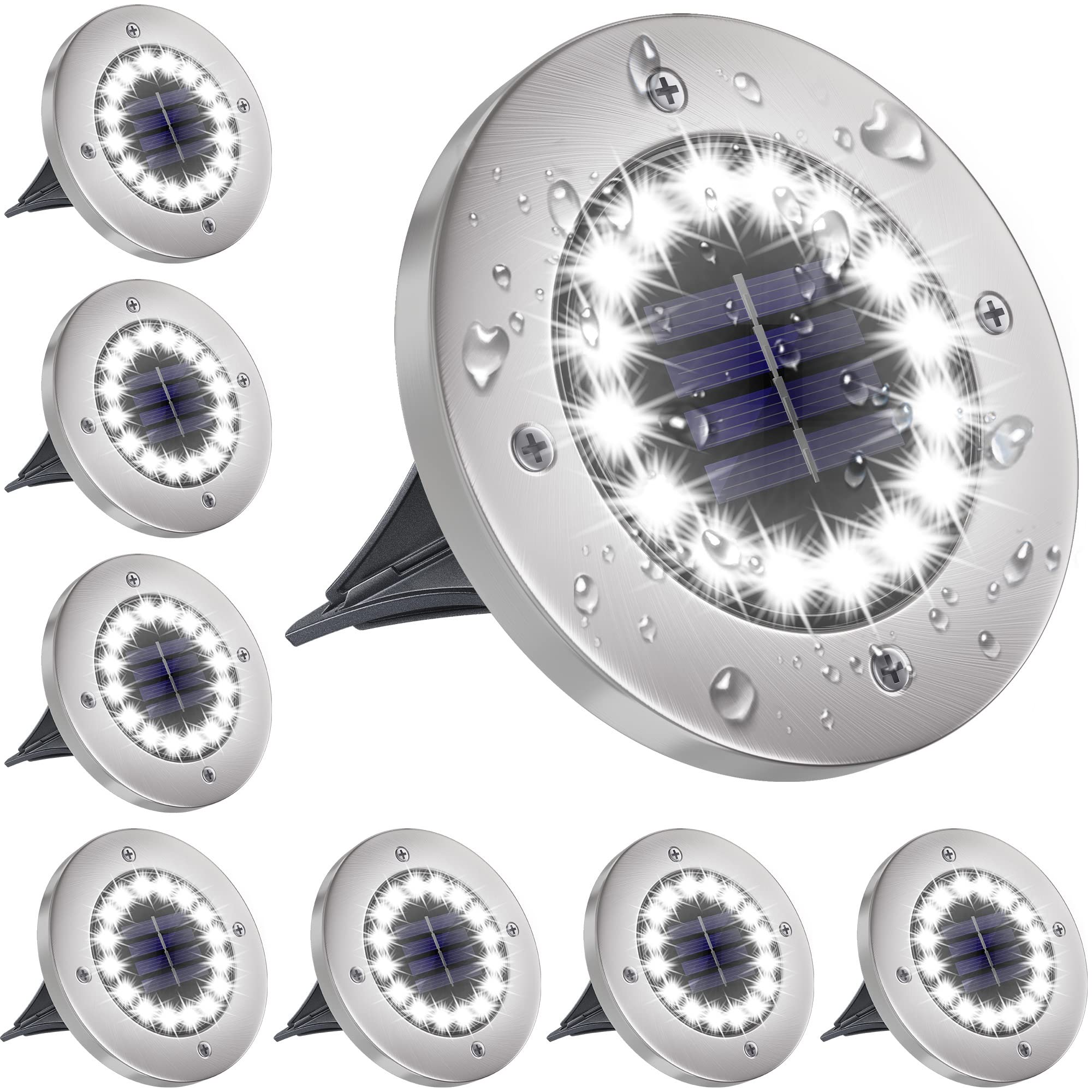 NFESOLAR 16-LED solar ground light brightening a garden path