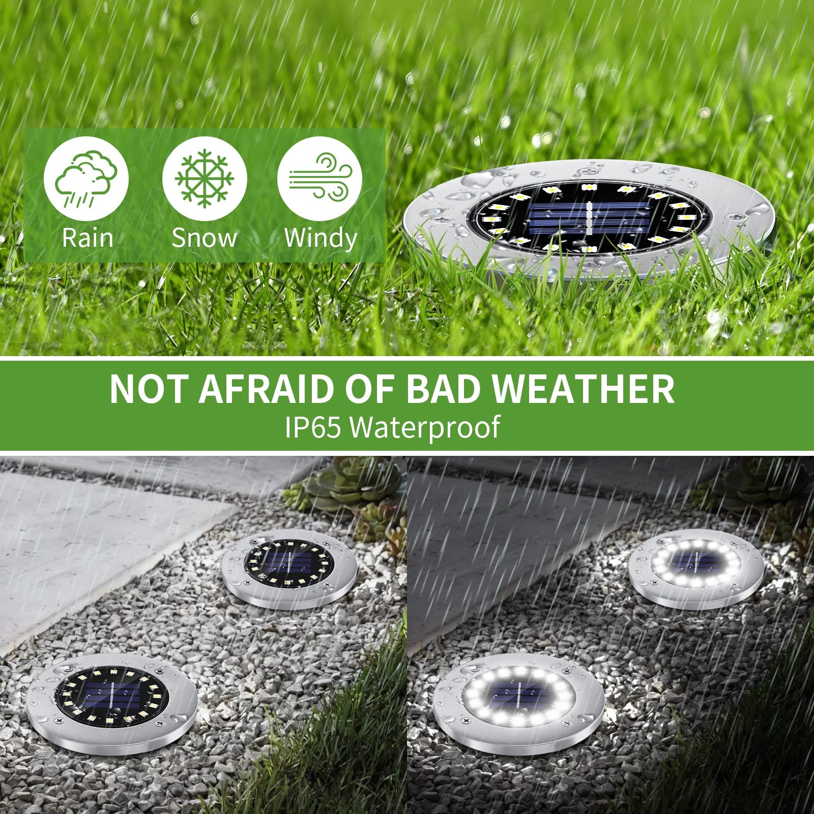 NFESOLAR stainless steel shell solar light in white finish