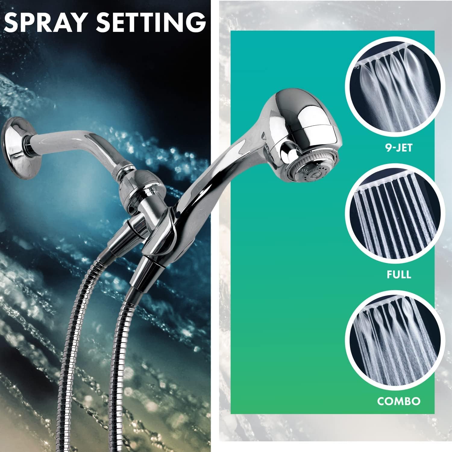 Niagara Earth Spa detachable handheld chrome shower head for versatile use.