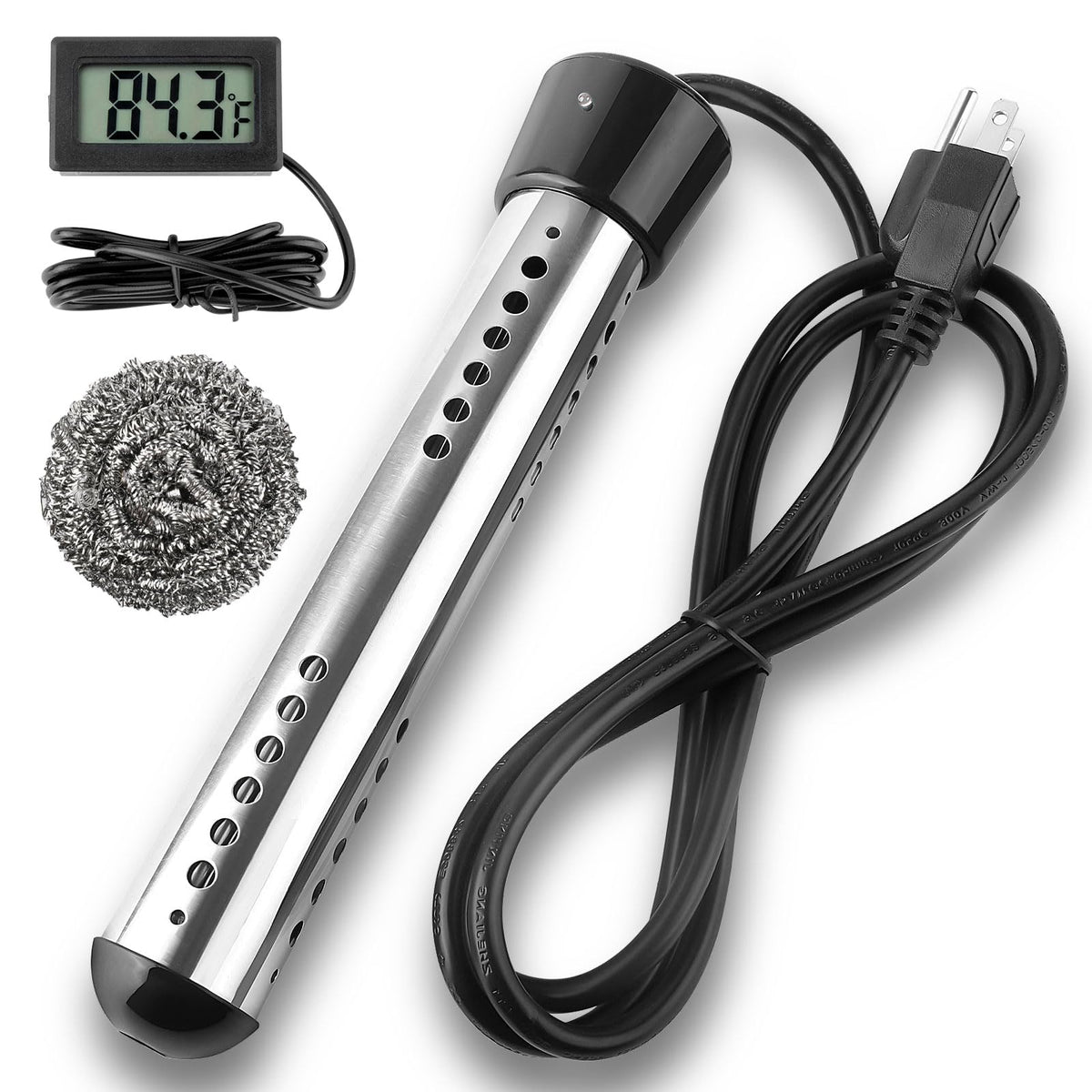 NiaoChao 2000W immersion heater heats water quickly for baths and outdoors.