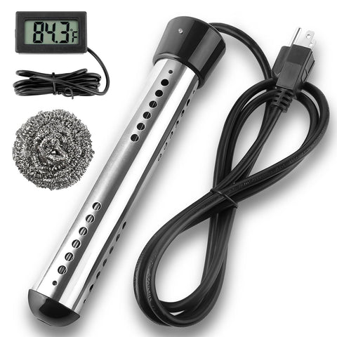 NiaoChao 2000W immersion heater heats water quickly for baths and outdoors.