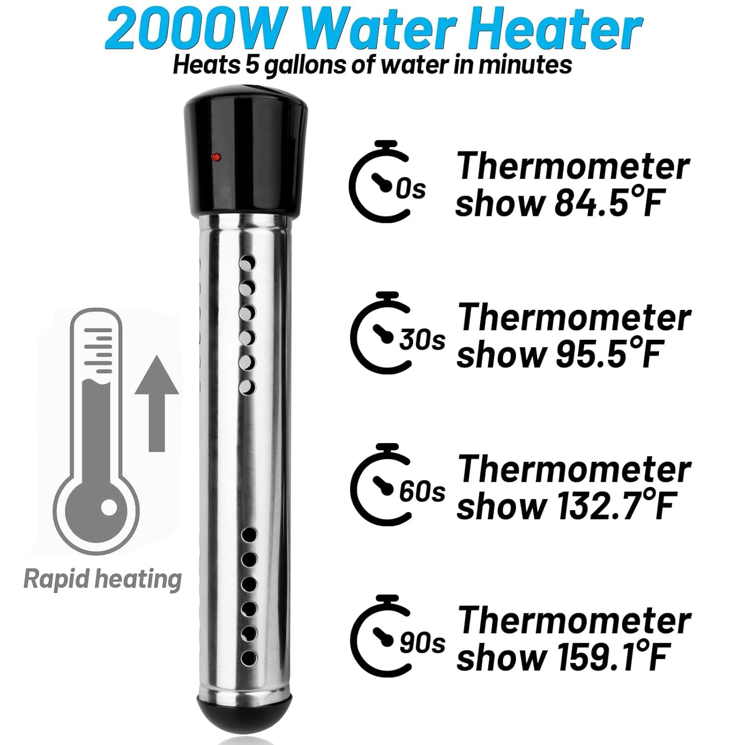 NiaoChao immersion heater designed for 5-gallon containers and buckets.