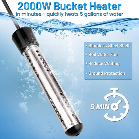 NiaoChao immersion heater with LCD thermometer for precise temperature checks.