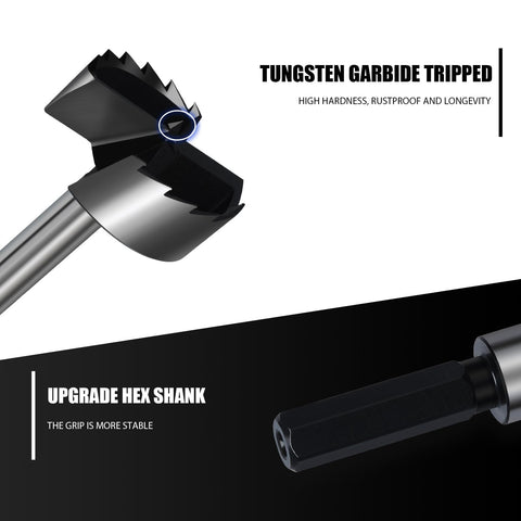 NIBBLAX 4in Forstner bit hex shank fits compatible drills with strong grip.