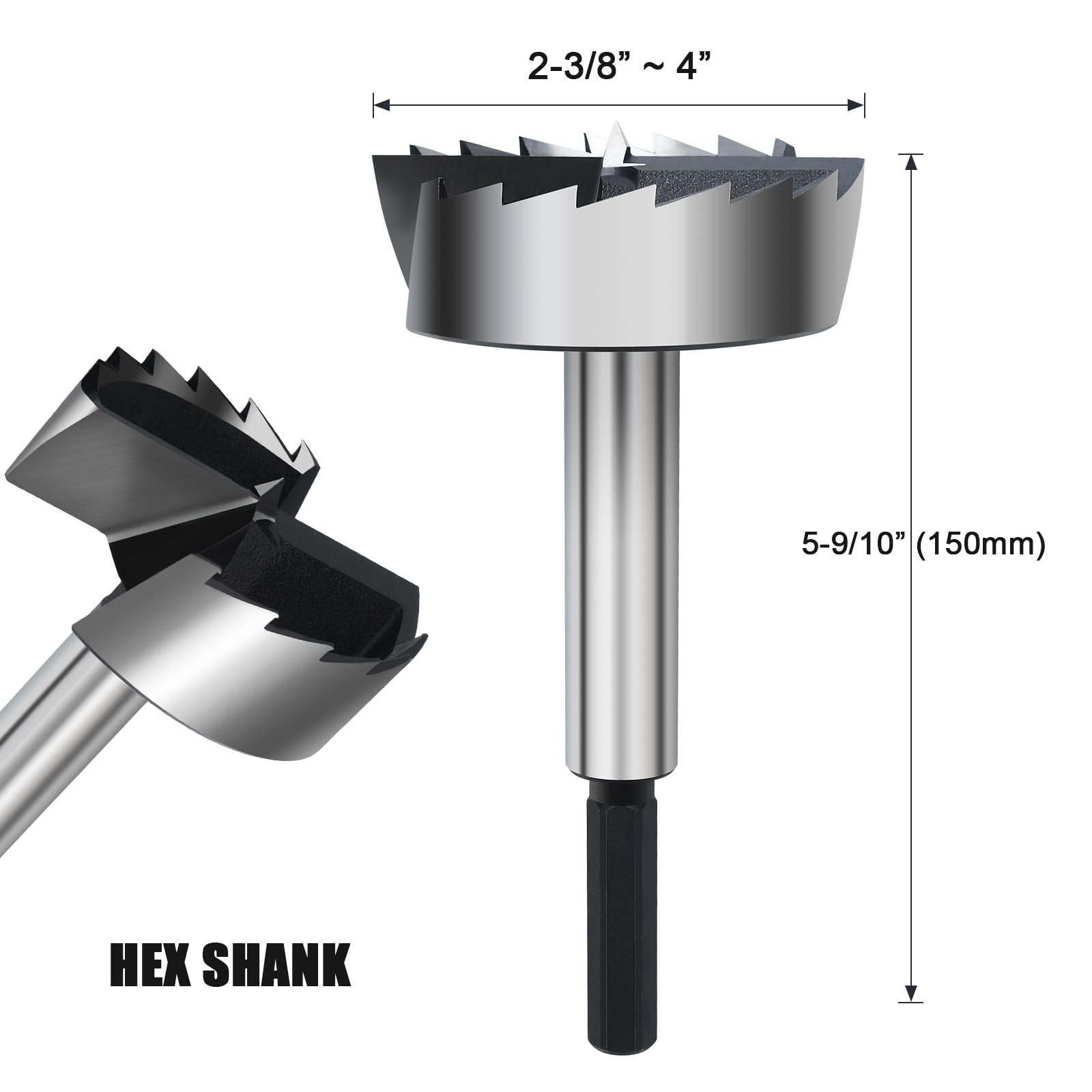NIBBLAX 4in Forstner bit sharp edge ensures clean, flat-bottom holes in hardwood.