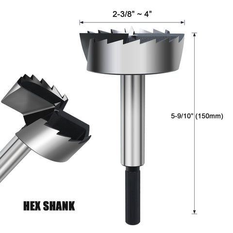 NIBBLAX 4in Forstner bit sharp edge ensures clean, flat-bottom holes in hardwood.