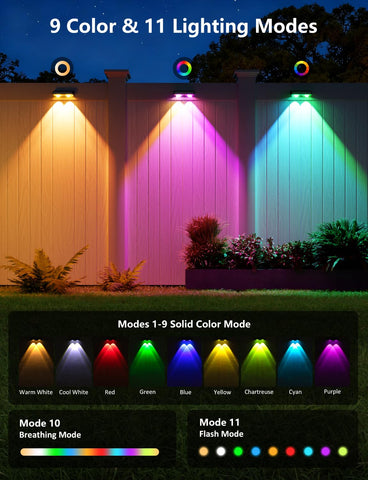 Nibuuecer fence lights showcase nine colors to customize yard accents and party vibes.