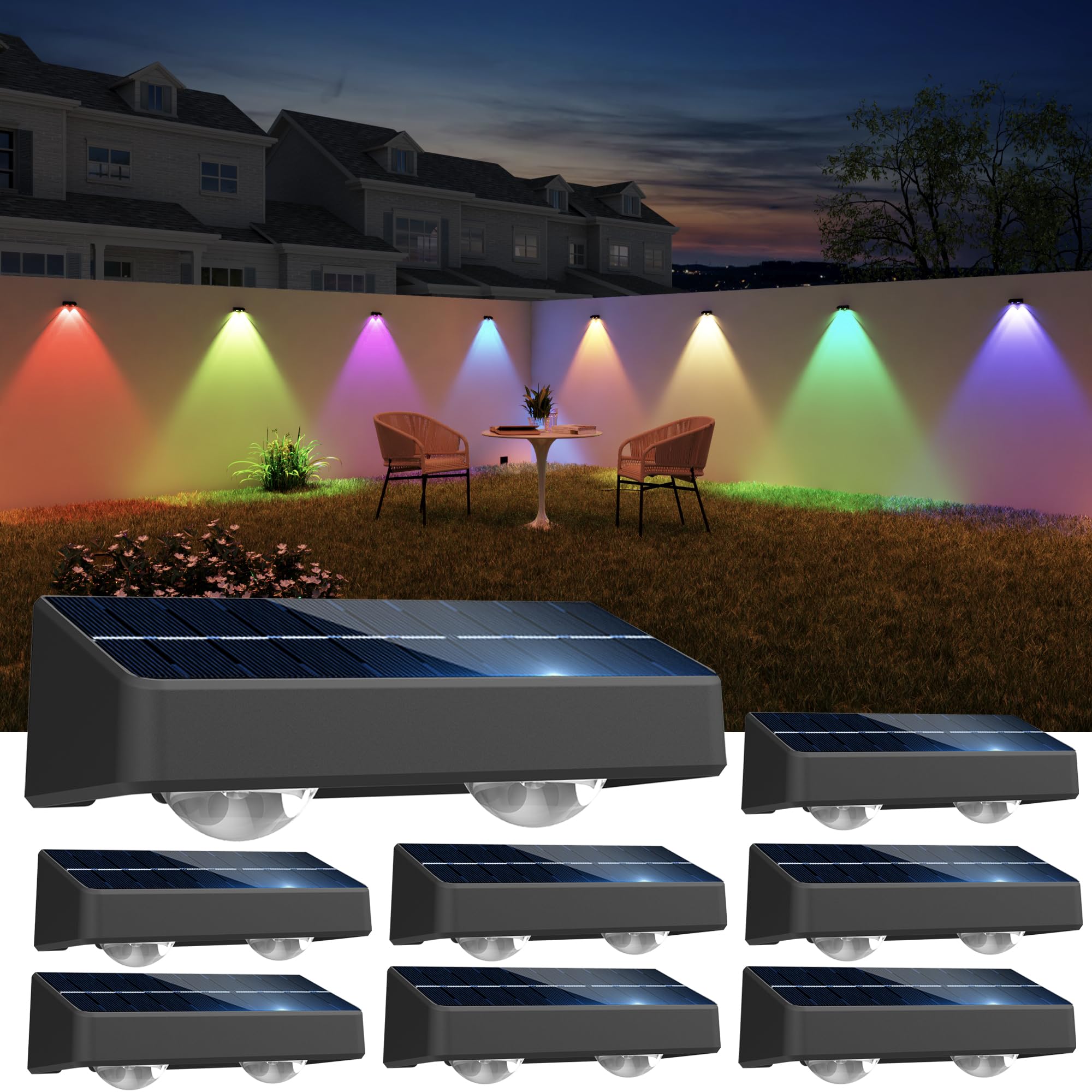 Nibuuecer solar fence lights illuminate walls with ambient glow for cozy outdoor evenings.