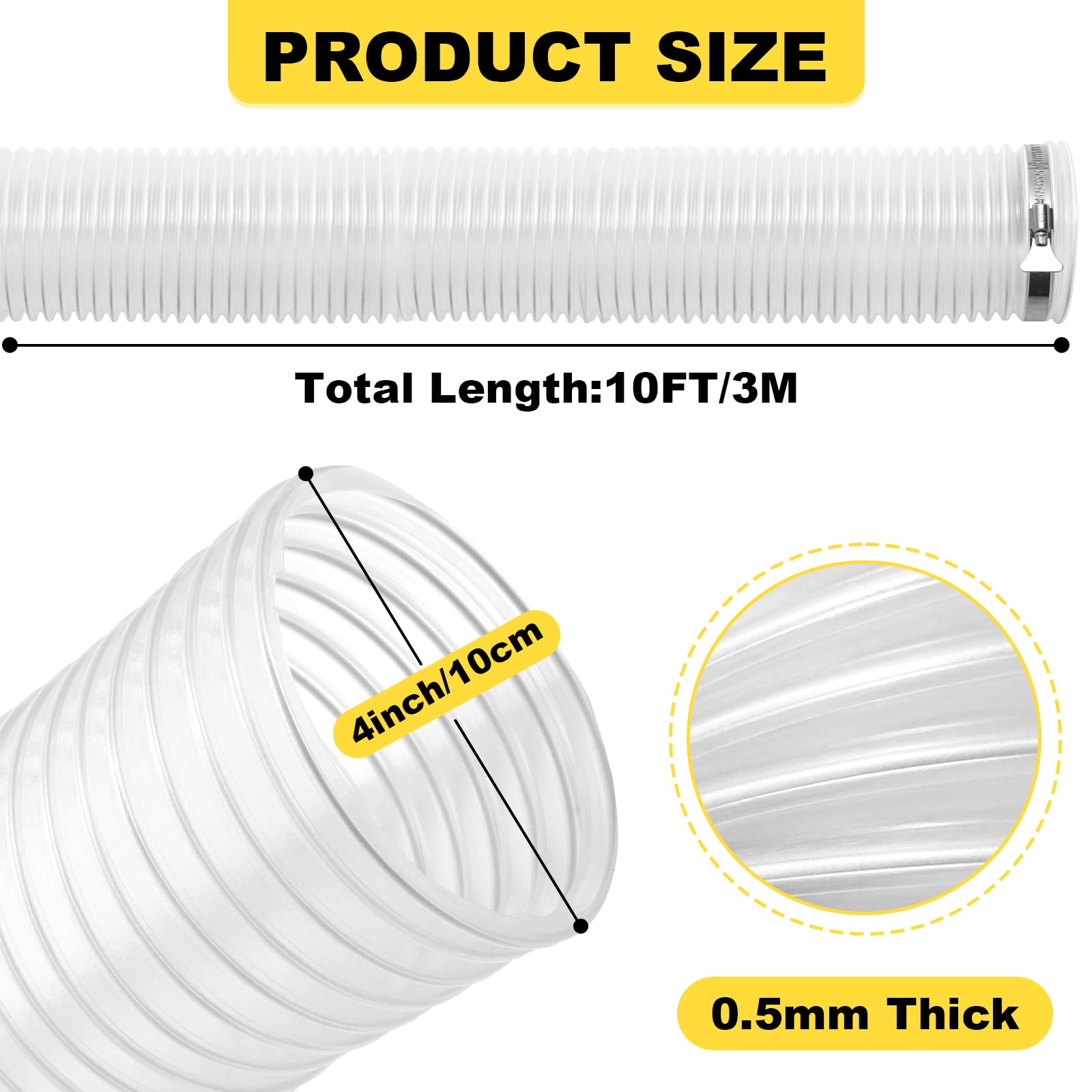 Nicalas PVC dust hose highlights odorless material and puncture resistance for reliable use.
