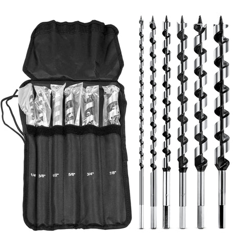 NICAVKIT 6Pcs 12-Inch Wood Auger Bits set for precise wood drilling
